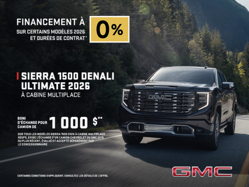 Le GMC Sierra 1500 2026 Denali Ultimate à Cabine Multiplace