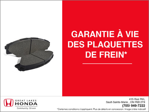 Garantie à vie des plaquettes de frein