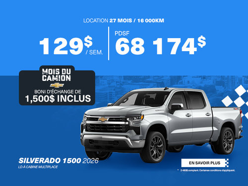 Le Chevrolet Silverado 1500 2026 : puissance et confort en cabine multiplace