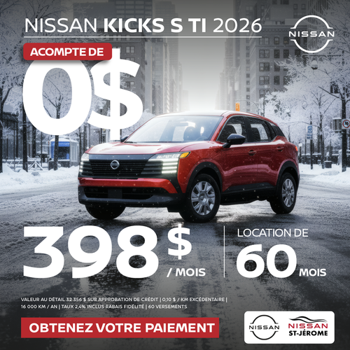 Obtenez le kicks S TI 2026