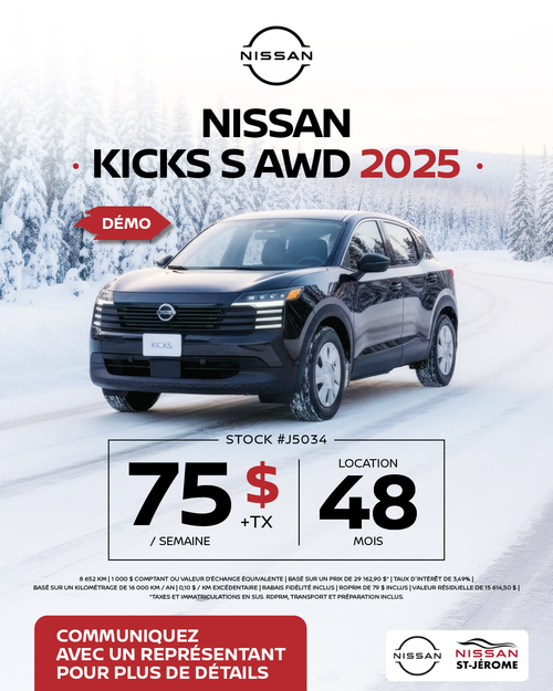 Obtenez le Kicks S AWD 2025