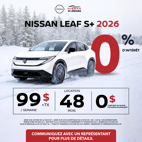 Obtenez la Nissan LEAF S+ 2026