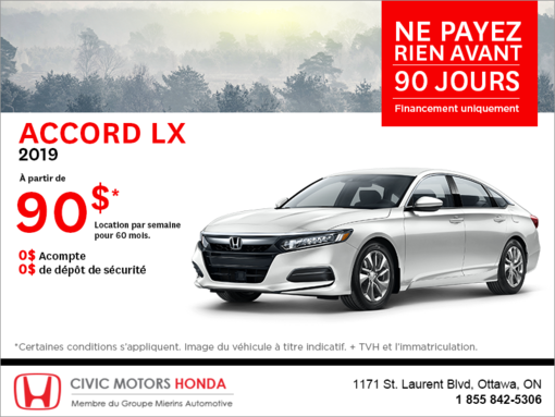 Louez la Honda Accord Berline 2019!