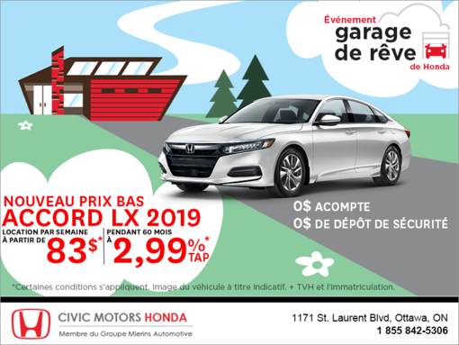 Louez la Honda Accord Berline 2019!