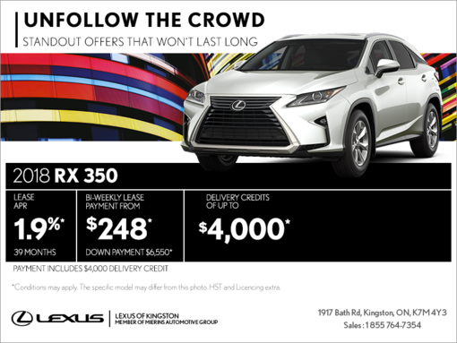 Get the 2018 Lexus RX 350 today!