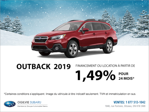 Obtenez la Subaru Outback 2019 dès aujourd'hui!
