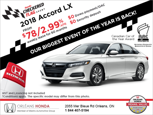 Lease the 2018 Honda Accord Sedan!