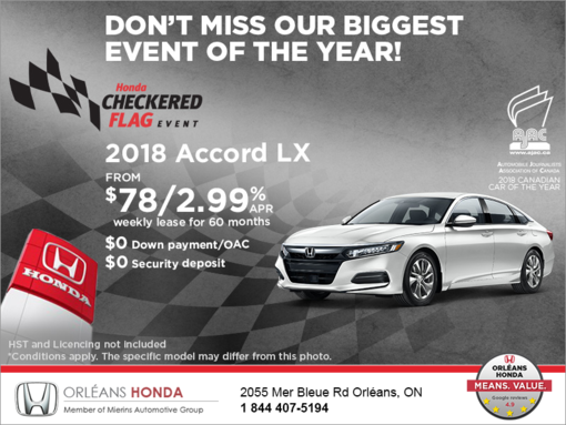 Lease the 2018 Honda Accord Sedan!