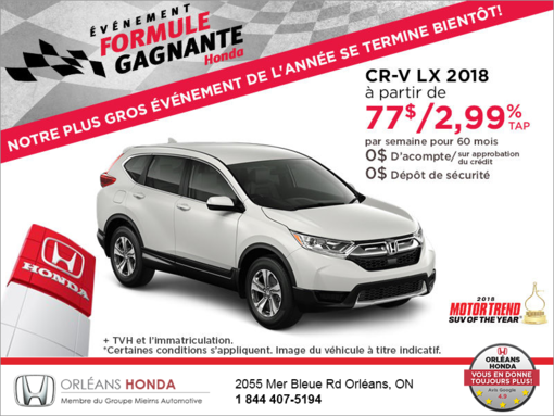 Louez la Honda CR-V 2018!