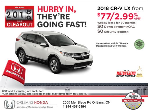 Lease the 2018 Honda CR-V!