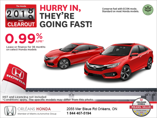 The Honda 2018 model clearout event