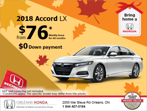 Lease the 2018 Honda Accord Sedan!