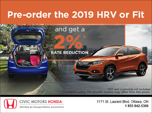 Get a 2% Rate Reduction on the HR-V or Fit
