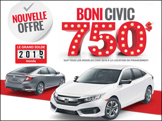 Boni De 750 Sur La Honda Civic Dx 16 Promotion Avantage Honda A Shawinigan