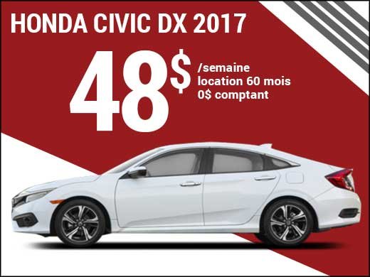 La Honda Civic 2017 pour 48$ par semaine chez Avantage Honda à Shawinigan