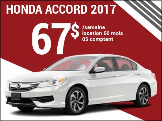 67$ par semaine pour la nouvelle Honda Accord 2017 chez Avantage Honda à Shawinigan