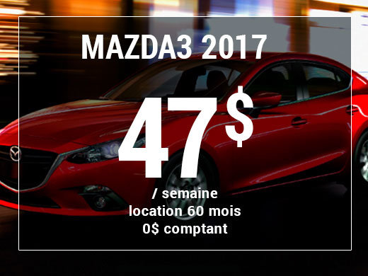 Roulez en Mazda3 2017 à partir de 47$ / semaine chez Prestige Mazda à Shawinigan