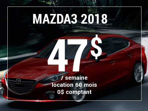Roulez en Mazda3 2018 à partir de 47$ / semaine chez Prestige Mazda à Shawinigan