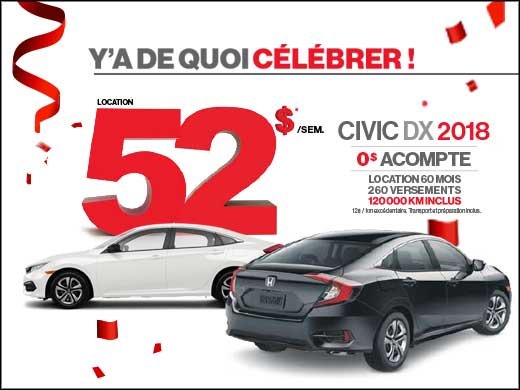 La voiture la plus vendue pour une 20e année de suite! chez Avantage Honda à Shawinigan