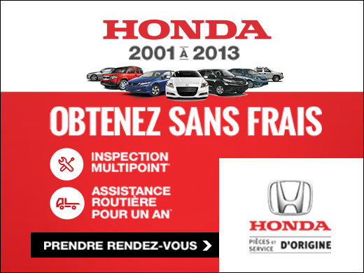 GRATUIT: Inspection multipoint + 1 an d'assistance routière chez Avantage Honda à Shawinigan