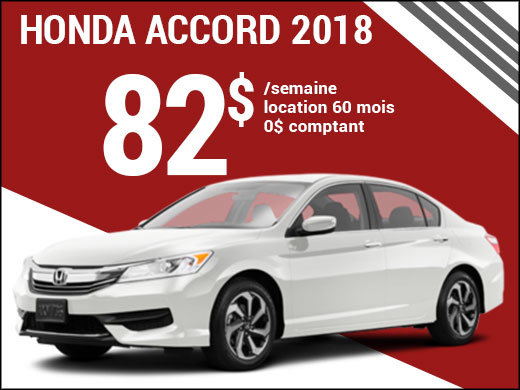 82$ par semaine pour la nouvelle Honda Accord 2018 chez Avantage Honda à Shawinigan