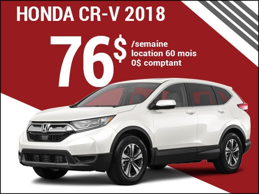 Découvrez le Honda CR-V 2018 pour 76$ par semaine chez Avantage Honda à Shawinigan