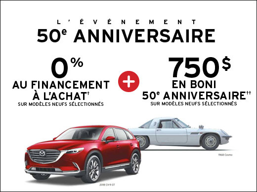 0% financement à l'achat + BONI de 750$ chez Prestige Mazda à Shawinigan