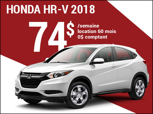 74$ par semaine pour rouler en Honda HR-V 2018 chez Avantage Honda à Shawinigan