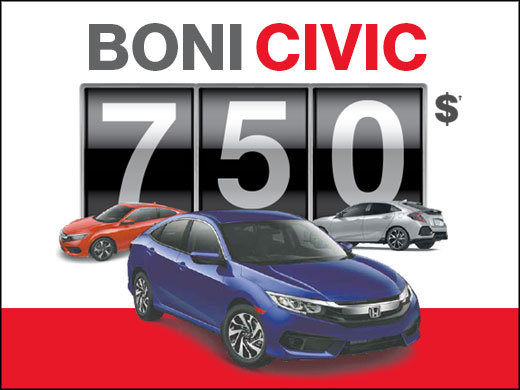 Boni de 750$ sur la Honda Civic chez Avantage Honda à Shawinigan