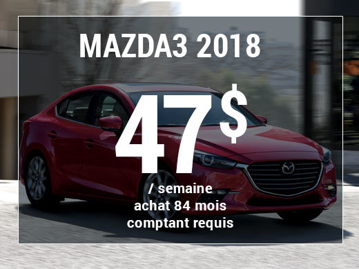 Roulez en Mazda3 2018 à partir de 47$ / semaine chez Prestige Mazda à Shawinigan