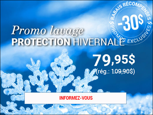 30$ de rabais pour un lavage PROTECTION hivernale! chez Groupe Vincent à Shawinigan et Trois-Rivières