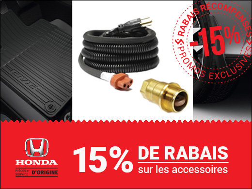 15% de RABAIS sur les accessoires HONDA chez Avantage Honda à Shawinigan