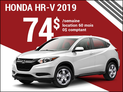 74$ par semaine pour rouler en Honda HR-V 2019 chez Avantage Honda à Shawinigan