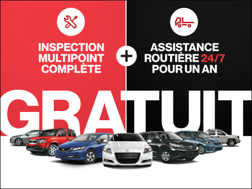 GRATUIT : Inspection multipoint + 1 an d’assistance routière chez Avantage Honda à Shawinigan