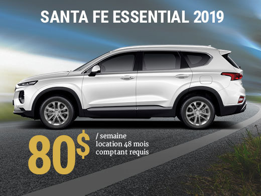 Roulez avec le nouveau Hyundai Santa Fe Essential 2019 à partir de 80$/sem. chez Hyundai Shawinigan à Shawinigan