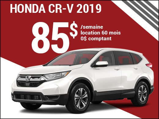 Découvrez le Honda CR-V 2019 pour 85$ par semaine chez Avantage Honda à Shawinigan