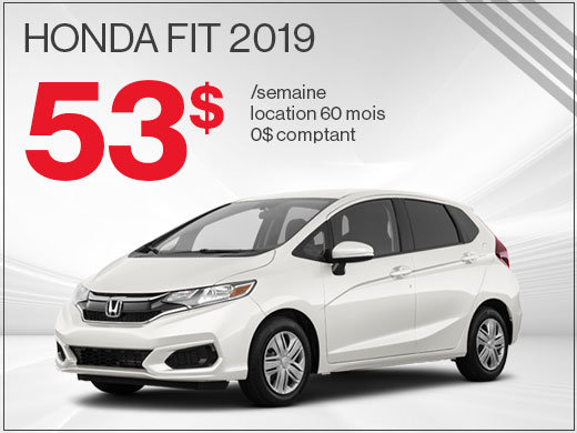 Une Honda Fit 2019 pour 53$ par semaine chez Avantage Honda à Shawinigan