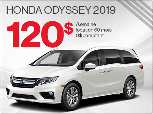 120$ par semaine pour louer la Honda Odyssey 2019 chez Avantage Honda à Shawinigan