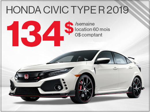 La Honda Civic TYPE R 2019 pour 134$ par semaine chez Avantage Honda à Shawinigan