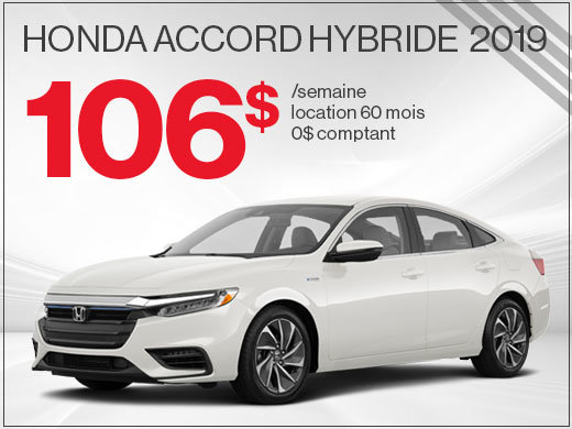 106$ par semaine pour la Honda Accord HYBRIDE 2019 chez Avantage Honda à Shawinigan
