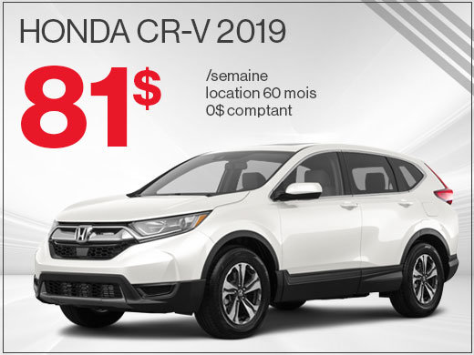 Découvrez le Honda CR-V 2019 pour 81$ par semaine chez Avantage Honda à Shawinigan
