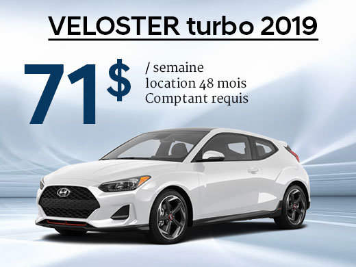 Seulement 71$ par semaine pour le Hyundai Veloster TURBO 2019 chez Hyundai Trois-Rivières à Trois-Rivières