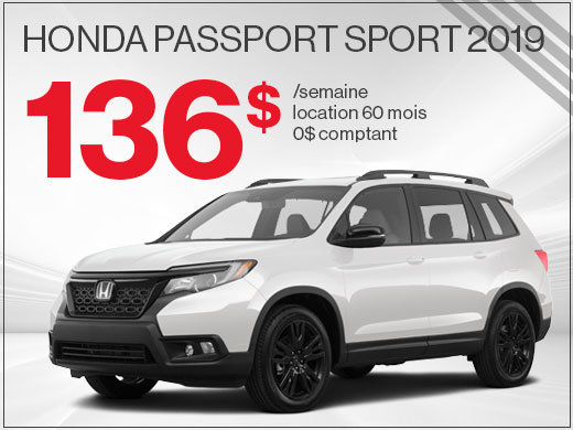 Place à l'aventure pour seulement 136$ par mois avec le tout NOUVEAU Passport 2019! chez Avantage Honda à Shawinigan