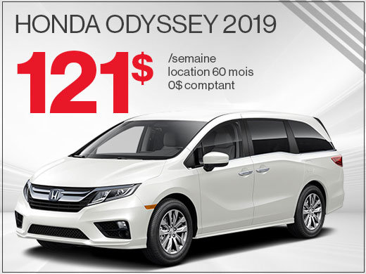 121$ par semaine pour louer la Honda Odyssey 2019 chez Avantage Honda à Shawinigan