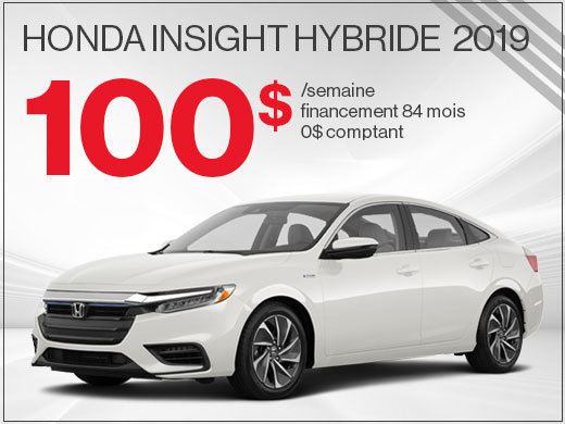 100$ par semaine pour la Honda Insight Hybride 2019 chez Avantage Honda à Shawinigan
