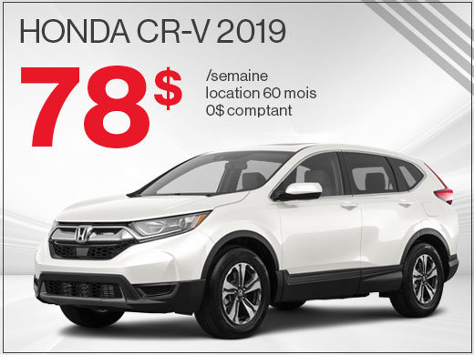 Découvrez le Honda CR-V 2019 pour 78$ par semaine chez Avantage Honda à Shawinigan