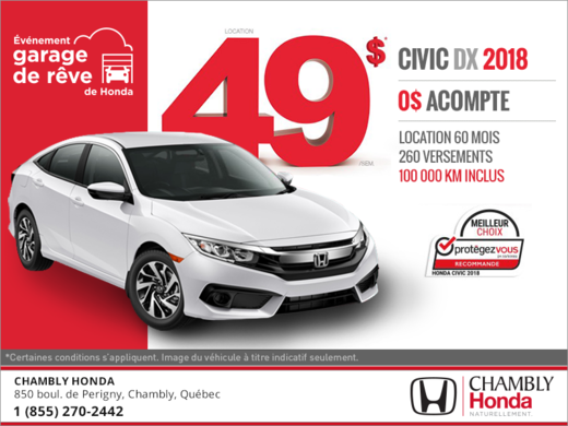 Procurez-vous la Honda Civic 2018!