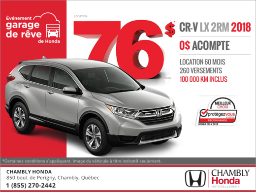 Procurez-vous la Honda CR-V 2018!