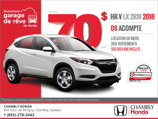 Procurez-vous le Honda HR-V 2018!