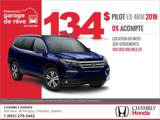 Procurez-vous le Honda Pilot 2018!
